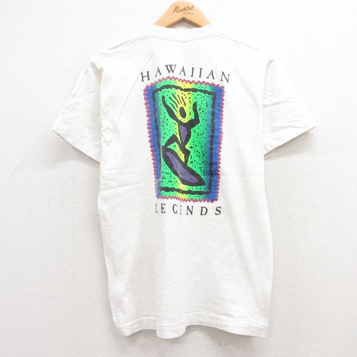 【中古】古着 フルーツオブザルーム 半袖 ビンテージ ヴィンテージTシャツ メンズ 90年代 90s サーフィン コットン クルーネック 丸首 USA製 アメリカ製 白 ホワイト Lサイズ 中古 | 春夏 夏物 夏服 メンズファッション カットソー ティーシャツ ティシャツ メン 2OF