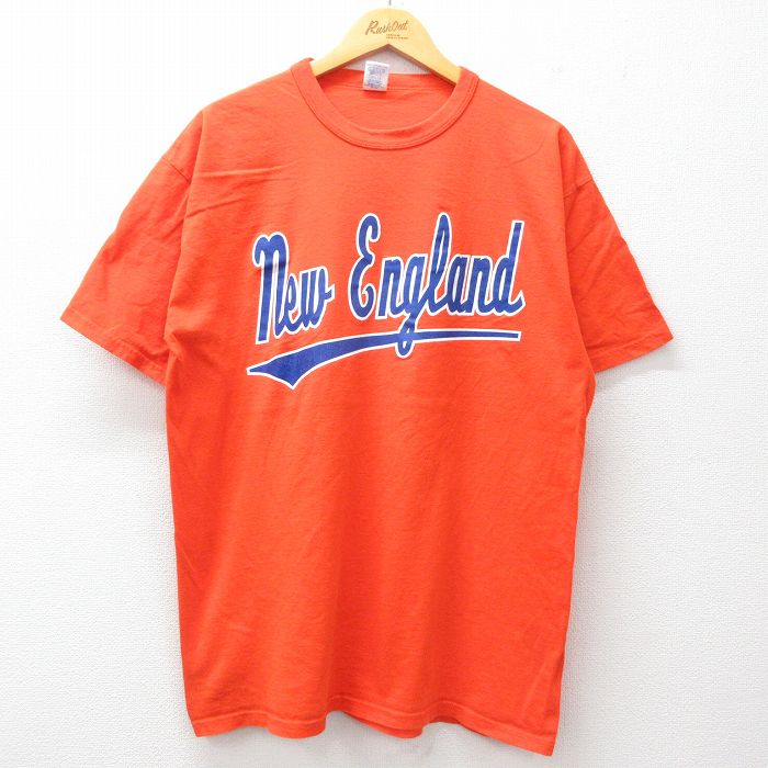 【中古】古着 ラッセル 半袖 ビンテージ ヴィンテージTシャツ メンズ 00年代 00s new england コットン クルーネック 丸首 オレンジ XLサイズ 中古 | 春夏 夏物 夏服 ヴィンテージTシャツ メンズファッション カットソー ティーシャツ ティシャツ メンズTシャツ