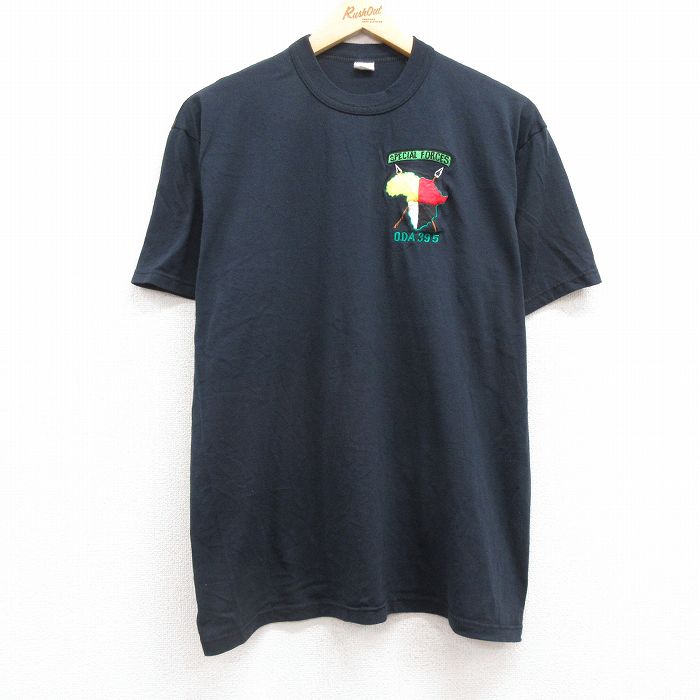 乐天商城 - 【中古】古着 半袖 ビンテージ ヴィンテージTシャツ メンズ 90年代 90s SPECIAL FORCE クルーネック 丸首 USA製 アメリカ製 黒 ブラック Lサイズ 中古 | 春夏 夏物 夏服 ヴィンテージTシャツ メンズファッション カットソー ティーシャツ ティシャツ メンズTシャ