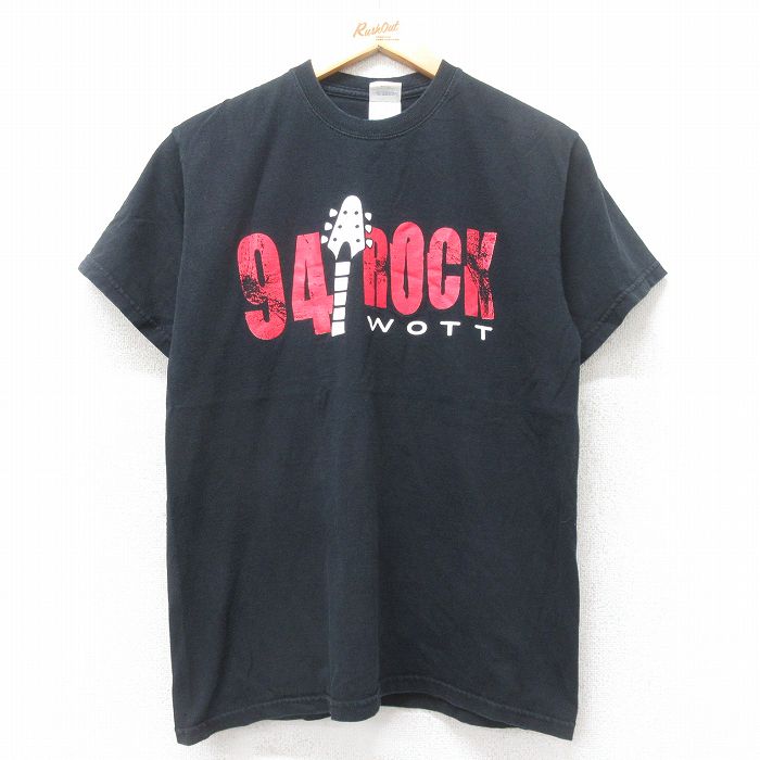 乐天商城 - 【中古】古着 半袖 ビンテージ ヴィンテージTシャツ メンズ 00年代 00s 94ROCK WOTT コットン クルーネック 丸首 黒 ブラック Mサイズ 中古 | 春夏 夏物 夏服 ヴィンテージTシャツ メンズファッション カットソー ティーシャツ ティシャツ メンズTシャツ 半袖Tシ