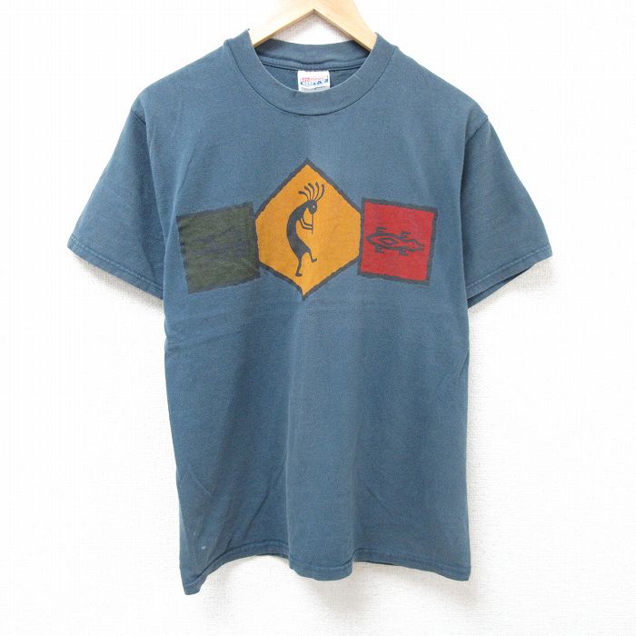 Rakuten - 【中古】古着 ヘインズ 00s ヴィンテージTシャツ メンズ Mサイズ ココペリ ホピ族 コットン クルーネック 緑 グリーン 春夏 夏物 アメカジ ストリート カジュアル きれいめ 5OF