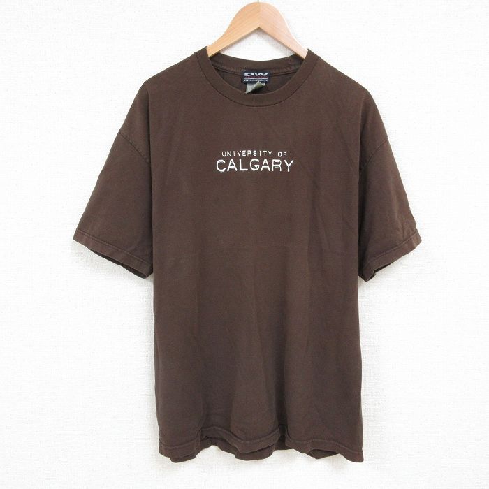 古着 00s ヴィンテージTシャツ メンズ XLサイズ 茶色 CALGARY コットン クルーネック 半袖 アメカジ ストリート カジュアル きれいめ レトロ 25jul11