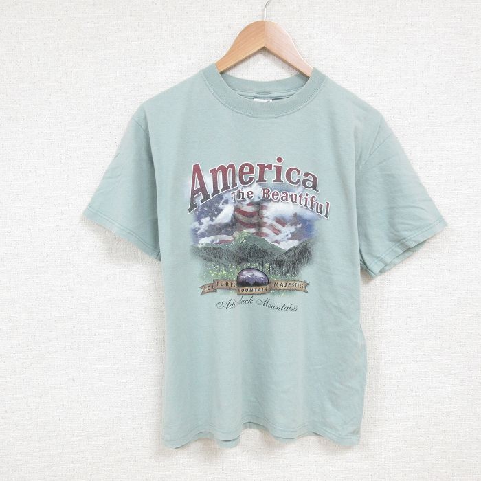 乐天商城 - 【中古】古着 半袖 ビンテージ ヴィンテージTシャツ メンズ 00年代 00s 山 コットン クルーネック 丸首 薄紺 ネイビー Lサイズ 中古 | 春夏 夏物 夏服 ヴィンテージTシャツ メンズファッション カットソー ティーシャツ ティシャツ メンズTシャツ 半袖Tシャツ 半