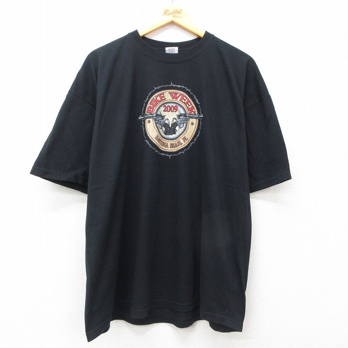乐天商城 - 【中古】古着 半袖 ビンテージ ヴィンテージTシャツ メンズ 00年代 00s バイク 大きいサイズ 2L LL ビッグシルエット ゆったり ビッグサイズ オーバーサイズ クルーネック 丸首 黒 ブラック XLサイズ 中古 | 春夏 夏物 夏服 メンズファッション カットソー ティー