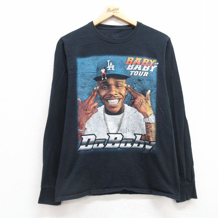 【中古】古着 フルーツオブザルーム 長袖 ヒップホップ ラップTシャツ メンズ ダベイビー コットン クルーネック 丸首 黒 ブラック 【spe】 Mサイズ 中古 | 春夏 春物 春服 秋冬 秋物 秋服 メンズファッション ロンT カットソー ロンティー ロングT ロングTシャツ 5OF