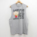 【中古】古着 ノースリーブTシャツ メンズ アニメ ファミリーガイ クルーネック 丸首 グレー 霜降り Lサイズ 中古 春夏 夏物 夏服 メンズファッション カ...