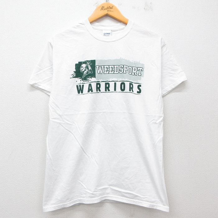 【中古】古着 半袖Tシャツ メンズ WEEDSPORT WARRIORS コットン クルーネック 丸首 白 ホワイト Mサイズ 中古 | 春夏 夏物 夏服 ヴィンテージTシャツ メンズファッション カットソー ティーシャツ ティシャツ メンズTシャツ 半袖Tシャツ 半袖ティーシャツ カジュ 2OF