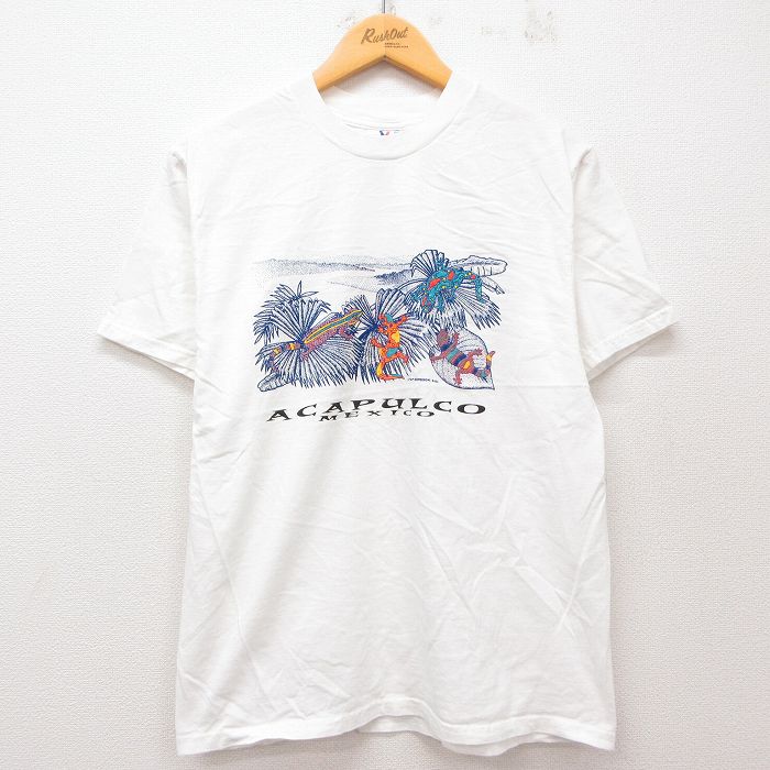 【中古】古着 半袖 ビンテージ ヴィンテージTシャツ メンズ 00年代 00s ヤモリ ACAPULCO コットン クルーネック 丸首 白 ホワイト Mサイズ 中古 | 春夏 夏物 夏服 ヴィンテージTシャツ メンズファッション カットソー ティーシャツ ティシャツ メンズTシャツ 半袖 2OF