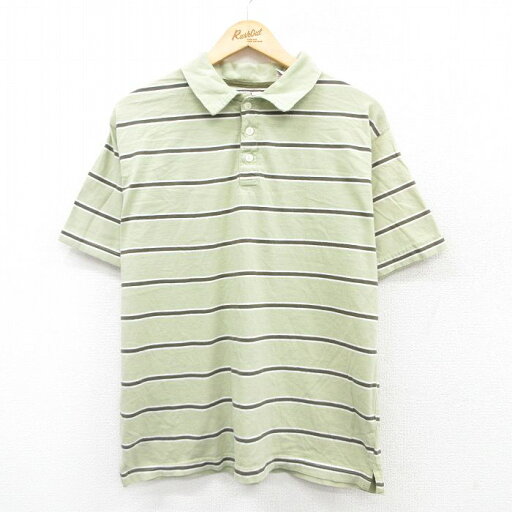 【中古】古着 半袖 ポロシャツ メンズ コットン 緑他 グリーン ボーダー XLサイズ 中古 トップス | 春夏 春物 春服 夏物 夏服 カジュアルシャツ メンズファッション 半袖シャツ おしゃれ カジュアル 【中古】古着 半袖 ポロシャツ メンズ コットン 緑他 グリーン ボーダー XLサイズ 中古 トップス | 春夏 春物 春服 夏物 夏服 カジュアルシャツ メンズファッション 半袖シャツ おしゃれ カジュアル