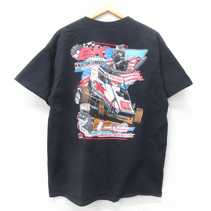 【中古】古着 半袖Tシャツ メンズ BL レーシングカー コットン クルーネック 丸首 黒 ブラック XLサイズ 中古 | 春夏 夏物 夏服 メンズファッション カットソー ティーシャツ ティシャツ メンズTシャツ 半袖Tシャツ 半袖ティーシャツ カジュアルTシャツ おしゃれ