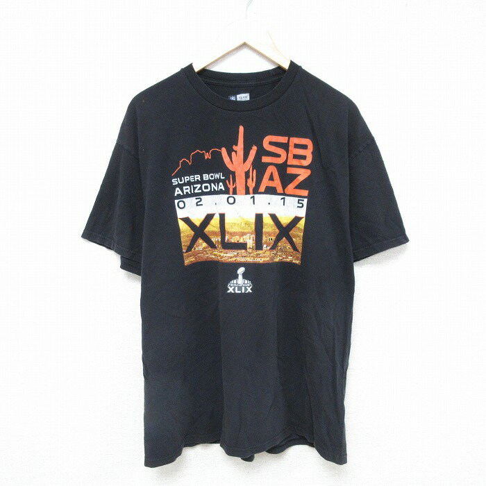【中古】古着 半袖Tシャツ メンズ NFL アリゾナ クルーネック 丸首 黒 ブラック アメフト スーパーボウル XLサイズ 中古 | 春夏 夏物 夏服 メンズファッション カットソー ティーシャツ ティシャツ メンズTシャツ 半袖Tシャツ 半袖ティーシャツ カジュアルTシャツ 5OF