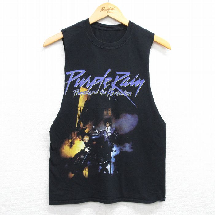 【中古】古着 ノースリーブ ロックTシャツ バンドTシャツ メンズ プリンス クルーネック 丸首 黒 ブラック Sサイズ 小さいサイズ 中古 春夏 夏物 夏服 メンズファッション カジュアル おしゃれ 2OF