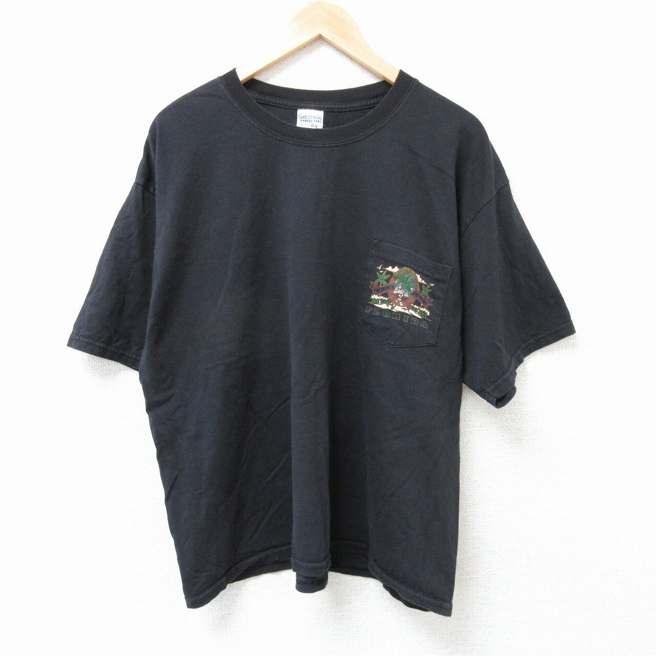 Shirts, T-Shirts - 【中古】古着 00s Tシャツ メンズ XLサイズ 黒 コットン フロリダ 胸ポケット クルーネック ビッグシルエット 大きいサイズ ストリート アメカジ カジュアル 25jul14