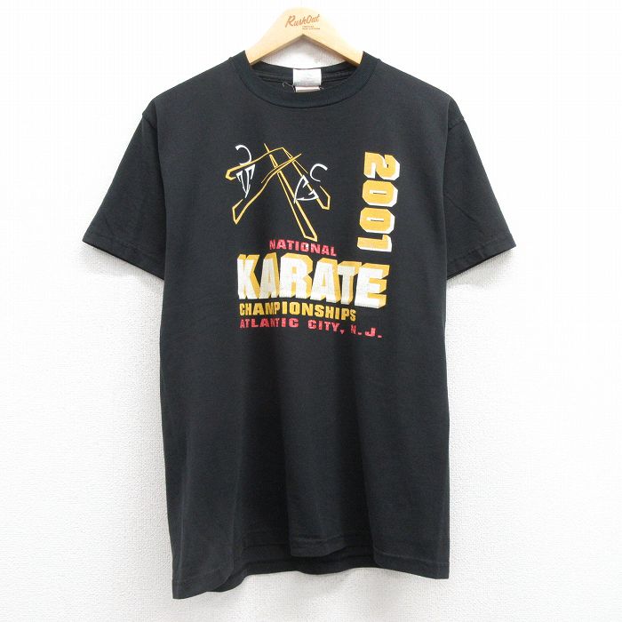 乐天商城 - 【中古】古着 ジャージーズ 半袖 ビンテージ ヴィンテージTシャツ メンズ 00年代 00s 空手 クルーネック 丸首 黒 ブラック Lサイズ 中古 | 春夏 夏物 夏服 ヴィンテージTシャツ メンズファッション カットソー ティーシャツ ティシャツ メンズTシャツ 半袖Tシャツ