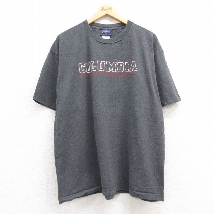 乐天商城 - 【中古】古着 ジャンスポーツ 半袖 ビンテージ ヴィンテージTシャツ メンズ 00年代 00s コロンビア COLUMBIA 大学 大きいサイズ 2L LL ビッグシルエット ゆったり ビッグサイズ オーバーサイズ コットン クルーネック 丸首 濃グレー 霜降り XLサイズ 中古 | 春夏