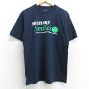 【中古】古着 半袖 ビンテージ ヴィンテージTシャツ メンズ 90年代 90s スマイル ミリタリー コットン クルーネック 丸首 紺 ネイビー Mサイズ 中古 | 春夏 夏物 夏服 ヴィンテージTシャツ メンズファッション カットソー ティーシャツ ティシャツ メンズTシャツ