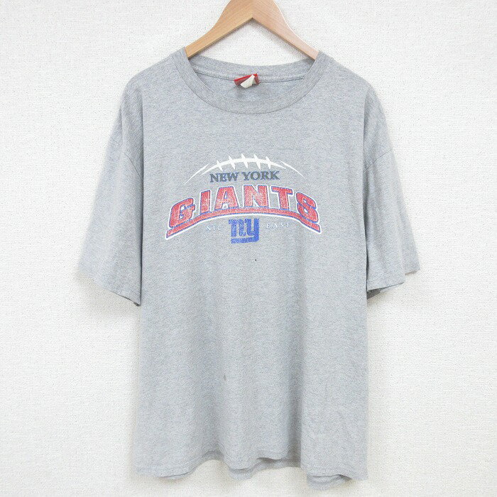 乐天商城 - 【中古】古着 半袖 ビンテージ ヴィンテージTシャツ メンズ 00年代 00s NFL ニューヨークジャイアンツ 大きいサイズ 2L LL ビッグシルエット ゆったり ビッグサイズ オーバーサイズ クルーネック 丸首 グレー 霜降り XLサイズ 中古 | 春夏 夏物 夏服 ヴィンテージ