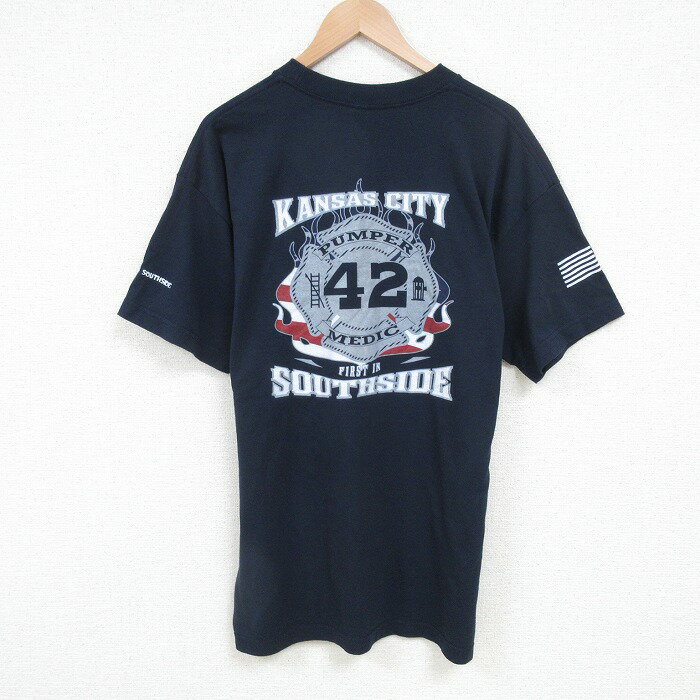 乐天商城 - 【中古】古着 半袖 ビンテージ ヴィンテージTシャツ メンズ 90年代 90s カンザスシティ ルーネック USA製 アメリカ製 濃紺 ネイビー XLサイズ 中古 | 春夏 夏物 夏服 ヴィンテージTシャツ メンズファッション カットソー ティーシャツ ティシャツ メンズTシャツ