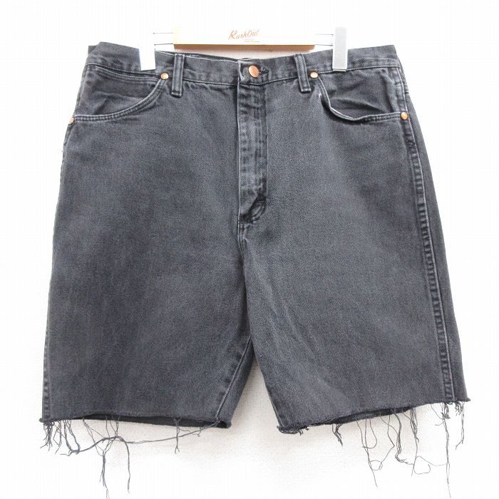Cotton Pants - 【中古】古着 ラングラー Wrangler ショート パンツ メンズ デニム ショーツ 黒 ブラック W35 コットン アメカジ ストリート カジュアル きれいめ ヴィンテージ 25jul17