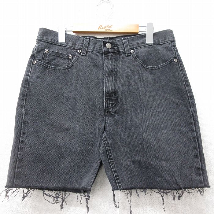 Cotton Pants - 【中古】古着 ショートパンツ メンズ デニム ショーツ W32 黒 ブラック コットン カジュアル アメカジ ストリート きれいめ ヴィンテージ レトロ オールド 25jul17