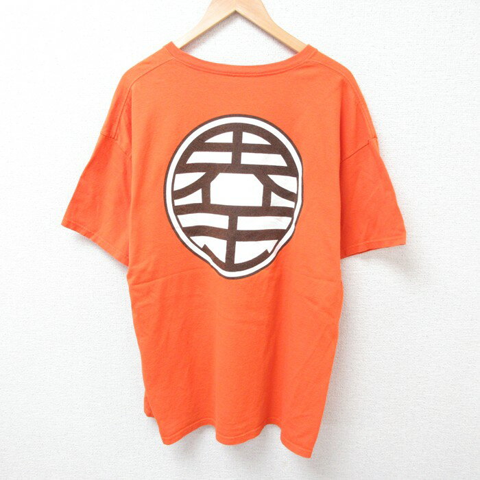 【中古】古着 リップルジャンクション 半袖Tシャツ メンズ アニメ ドラゴンボールZ 界王 大きいサイズ 2L LL ビッグシルエット ゆったり ビッグサイズ オーバーサイズ コットン クルーネック 丸首 オレンジ 【spe】 XLサイズ 中古 | 春夏 夏物 夏服 メンズファッ