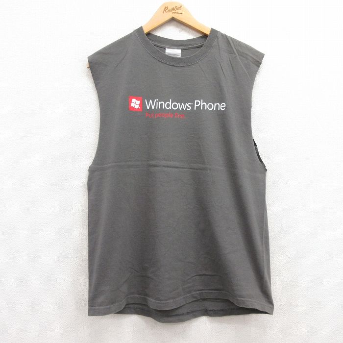 【中古】古着 ビンテージ ヴィンテージ ノースリーブTシャツ メンズ 00年代 00s Windows Phone コット..