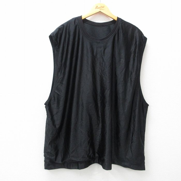 【中古】古着 スターター STARTER ノースリーブTシャツ メンズ 無地 大きいサイズ 2L LL ビッグシルエット ゆったり ビッグサイズ オーバーサイズ クルーネック 丸首 黒 ブラック 内側メッシュ XLサイズ 中古 春夏 夏物 夏服 メンズファッション カジュアル おし 2OF
