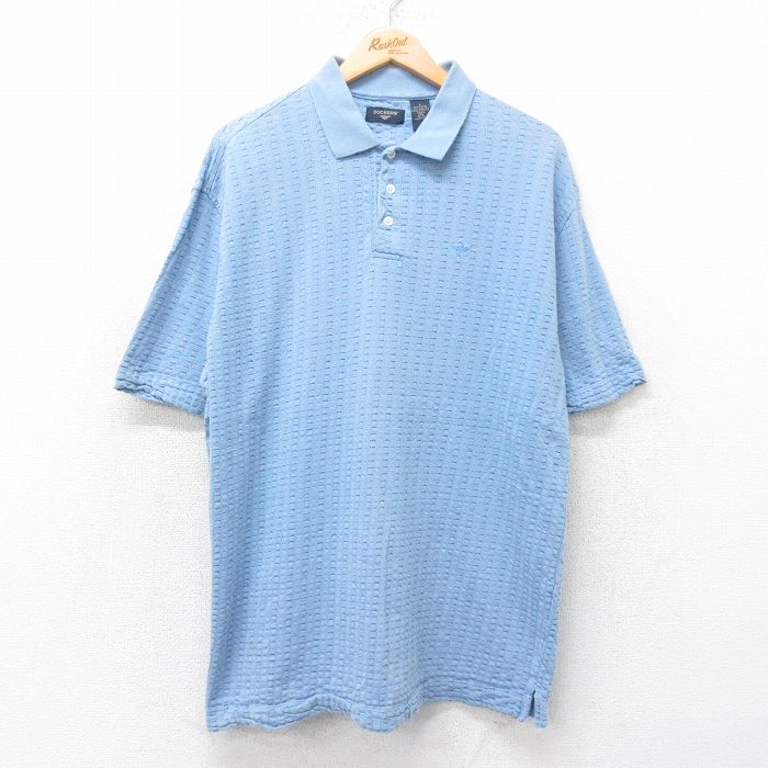 【中古】古着 ドッカーズ 半袖 ブランド ポロシャツ メンズ ワンポイントロゴ 大きいサイズ 2L LL ビッグシルエット ゆったり ビッグサイズ オーバーサイズ コットン 薄紺 ネイビー XLサイズ 中古 トップス | 春夏 春物 春服 夏物 夏服 カジュアルシャツ メンズフ