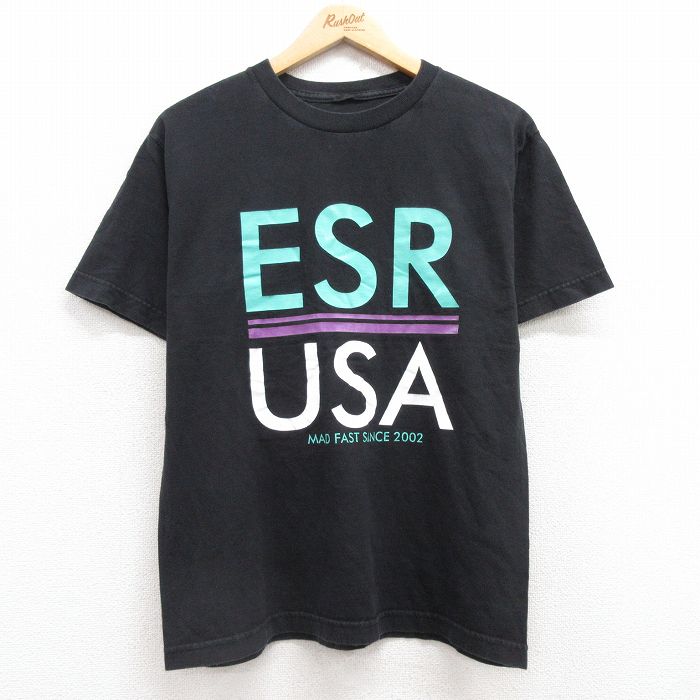 乐天商城 - 【中古】古着 00s Tシャツ メンズ Mサイズ 黒 クルーネック ESR 00年代 アメカジ ストリート ヴィンテージ カジュアル きれいめ レトロ オールド 25jul18