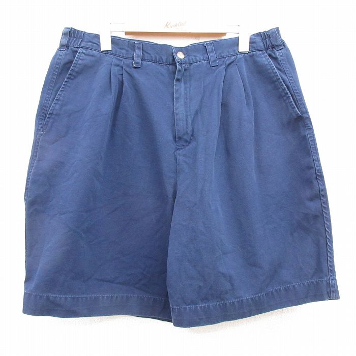 Cotton Pants - 【中古】古着 00s ショートパンツ メンズ W36 紺 コットン ストレート ショーツ カジュアルパンツ アメカジ ヴィンテージ ストリート きれいめ レトロ オールド 25jul22