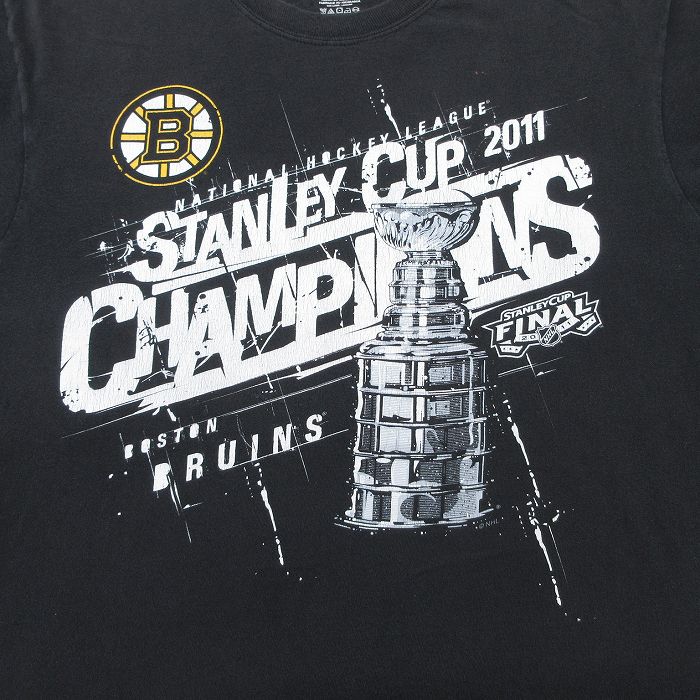 【中古】古着 リーボック REEBOK 半袖 ブランドTシャツ メンズ NHL ボストンブルーインズ ティムトーマス タイラーセギン コットン クルーネック 丸首 黒 ブラック アイスホッケー XLサイズ 中古 | 春夏 夏物 夏服 メンズファッション カットソー ティーシャツ テ 5OF