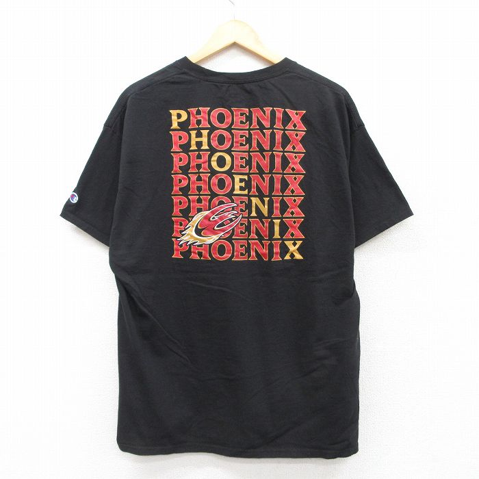 Sport - 【中古】古着 チャンピオン 半袖Tシャツ メンズ XLサイズ 黒 ブラック クルーネック イーロンフェニックス champion アメカジ ストリート カジュアル きれいめ 25jul19 5OF