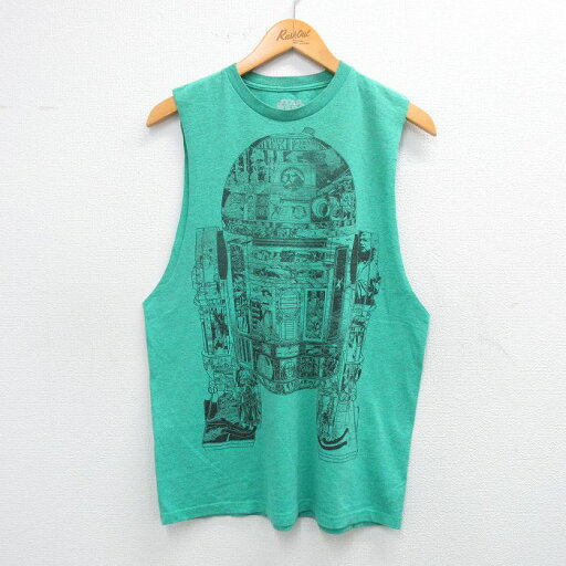 【中古】古着 ノースリーブTシャツ メンズ スターウォーズ STAR WARS R2D2 クルーネック 丸首 緑 グリーン 霜降り Mサイズ 中古 春夏 夏物 夏服 メンズファッション カジュアル おしゃれ 【中古】古着 ノースリーブTシャツ メンズ スターウォーズ STAR WARS R2D2 クルーネック 丸首 緑 グリーン 霜降り Mサイズ 中古 春夏 夏物 夏服 メンズファッション カジュアル おしゃれ
