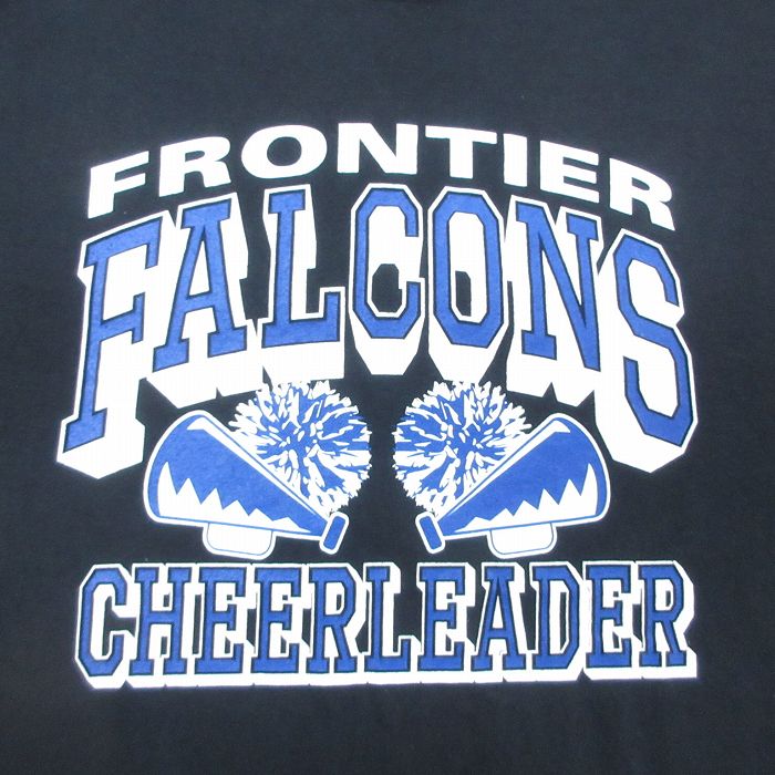 【中古】古着 半袖 ビンテージ ヴィンテージTシャツ メンズ 00年代 00s フロンティアファルコンズ チアリーダー コットン クルーネック 丸首 黒 ブラック Lサイズ 中古 | 春夏 夏物 夏服 ヴィンテージTシャツ メンズファッション カットソー ティーシャツ ティシ