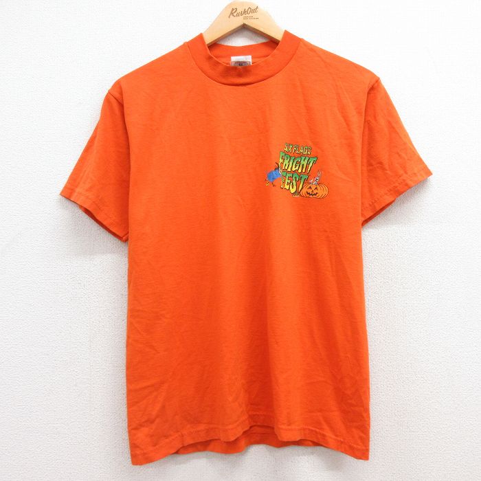 【中古】古着 フルーツオブザルーム 半袖 ビンテージ ヴィンテージTシャツ メンズ 00年代 00s シックスフラッグス バッグスバニー クルーネック 丸首 オレンジ Mサイズ 中古 | 春夏 夏物 夏服 ヴィンテージTシャツ メンズファッション カットソー ティーシャツ テ 5OF