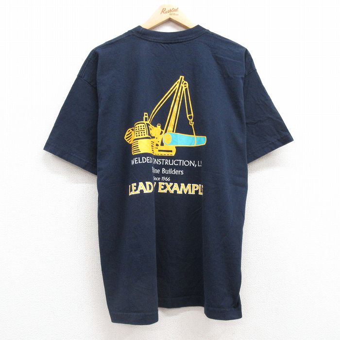 Rakuten - 【中古】古着 半袖Tシャツ メンズ 00s 重機プリント コットン USA製 黒 XLサイズ クルーネック アメカジ ストリート カジュアル きれいめ ヴィンテージ レトロ オールド【spe】