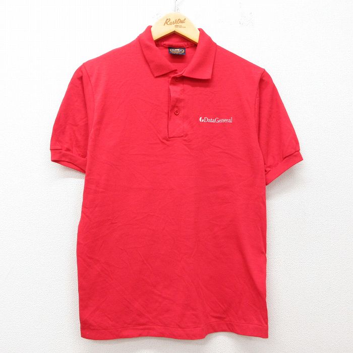 【中古】古着 半袖 ポロシャツ メンズ 90年代 90s データゼネラル USA製 アメリカ製 赤 レッド Sサイズ 小さいサイズ 中古 トップス | 春夏 春物 春服 夏物 夏服 カジュアルシャツ メンズファッション 半袖シャツ おしゃれ カジュアル
