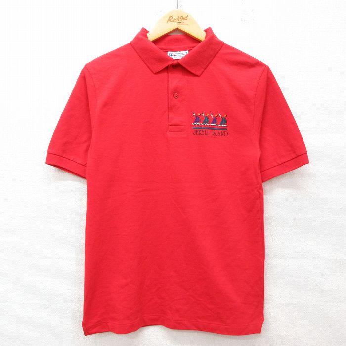 【中古】古着 ヘインズ Hanes 半袖 ポロシャツ メンズ 90年代 90s ヨット ジキルアイランド コットン U..