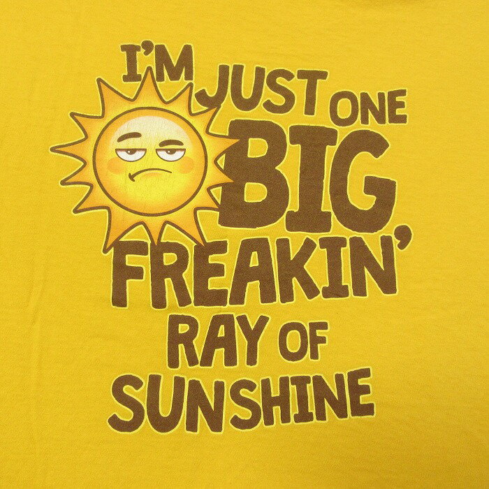【中古】古着 半袖Tシャツ メンズ 太陽 大きいサイズ 2L LL ビッグシルエット ゆったり ビッグサイズ オーバーサイズ クルーネック 丸首 黄 イエロー XLサイズ 中古 | 春夏 夏物 夏服 メンズファッション カットソー ティーシャツ ティシャツ メンズTシャツ 半袖T