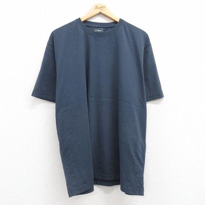 【中古】古着 エルエルビーン LLBEAN 半袖 ブランドTシャツ メンズ 無地 大きいサイズ 2L LL ビッグシルエット ゆったり ビッグサイズ オーバーサイズ コットン クルーネック 丸首 濃紺 ネイビー XLサイズ 中古 | 春夏 夏物 夏服 メンズファッション カットソー