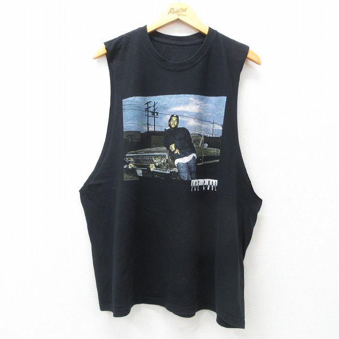 【中古】古着 ノースリーブ ヒップホップ ラップTシャツ メンズ アイスキューブ クルーネック 丸首 黒 ブラック 【spe】 XLサイズ 中古 春夏 夏物 夏服 メンズファッション カジュアル おしゃれ 2OF