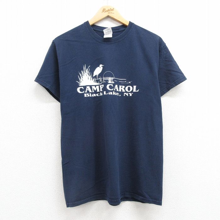 乐天商城 - 【中古】古着 半袖 ビンテージ ヴィンテージTシャツ メンズ 00年代 00s CAMP コットン クルーネック 丸首 紺 ネイビー Mサイズ 中古 | 春夏 夏物 夏服 ヴィンテージTシャツ メンズファッション カットソー ティーシャツ ティシャツ メンズTシャツ 半袖Tシャツ 半