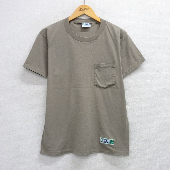 ディスカス 00s 半袖Tシャツ メンズ L 緑 胸ポケット付き コットン クルーネック ヴィンテージ アメカジ ストリート カジュアル トップス 25jul23