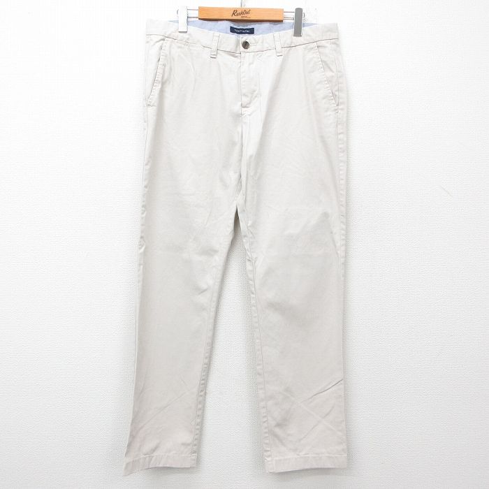 棉制褲子 - 【中古】古着 トミーヒルフィガー TOMMY HILFIGER ブランドパンツ メンズ ワンポイントロゴ コットン 薄ベージュ カーキ W35 中古 ボトムス ロング | 春夏 春物 春服 秋冬 秋物 秋服 長ズボン カジュアル メンズファッション ファッション おしゃれ