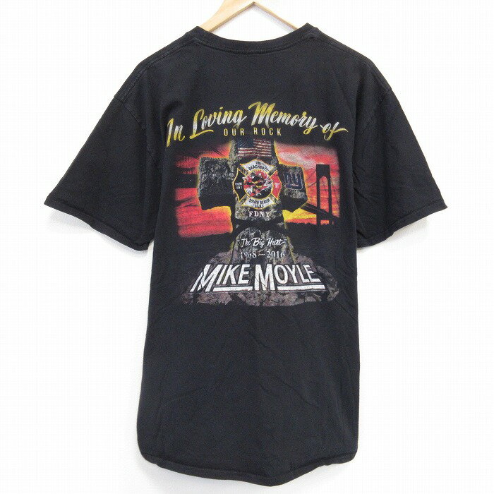【中古】古着 半袖Tシャツ メンズ 消防隊 コットン クルーネック 丸首 黒 ブラック XLサイズ 中古 | 春夏 夏物 夏服 メンズファッション カットソー ティーシャツ ティシャツ メンズTシャツ 半袖Tシャツ 半袖ティーシャツ カジュアルTシャツ おしゃれ カジュアル