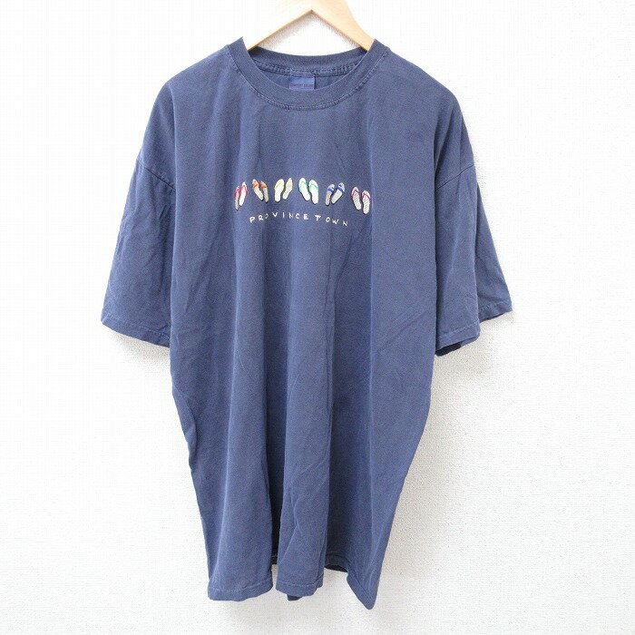 Rakuten - 【中古】古着 半袖Tシャツ メンズ XLサイズ 濃グレー コットン クルーネック 刺繍 ロング丈 アメカジ ストリート カジュアル きれいめ ヴィンテージ レトロ オールド 25jul24 5OF