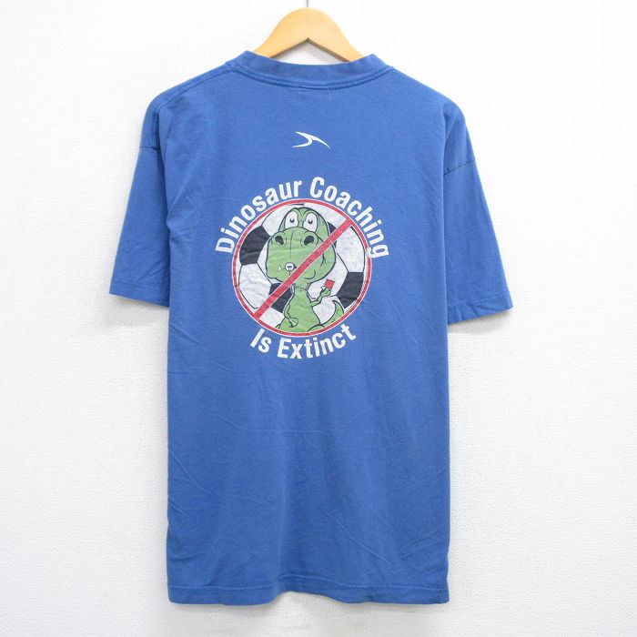 樂天商城 - 【中古】古着 半袖 ビンテージ ヴィンテージTシャツ メンズ 00年代 00s イリノイ 恐竜 コットン クルーネック 丸首 青 ブルー XLサイズ 中古 | 春夏 夏物 夏服 ヴィンテージTシャツ メンズファッション カットソー ティーシャツ ティシャツ メンズTシャツ 半袖Tシ