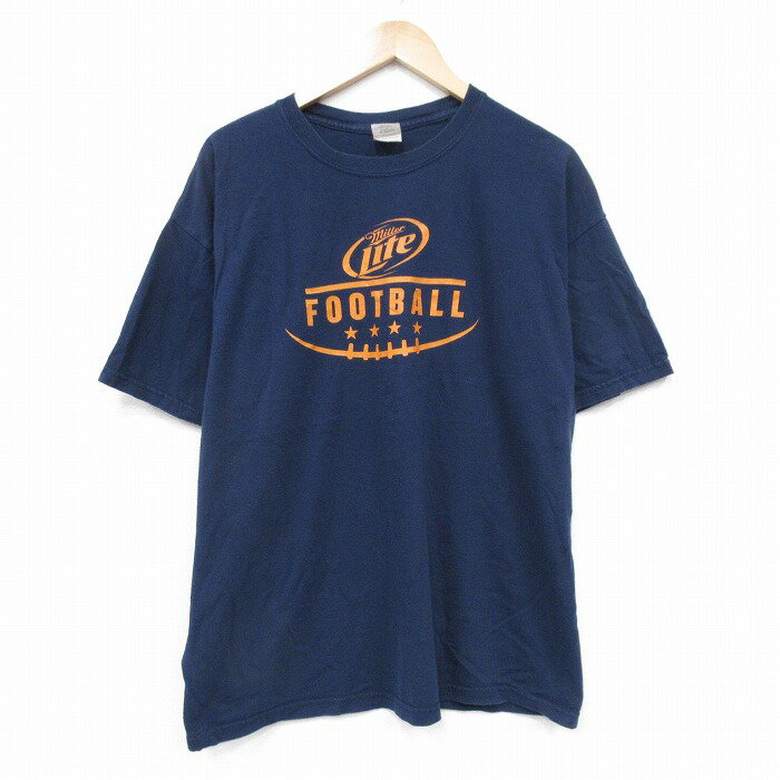 樂天商城 - 【中古】古着 半袖 ビンテージ ヴィンテージTシャツ メンズ 00年代 00s フットボール コットン クルーネック 丸首 紺 ネイビー XLサイズ 中古 | 春夏 夏物 夏服 ヴィンテージTシャツ メンズファッション カットソー ティーシャツ ティシャツ メンズTシャツ 半袖T