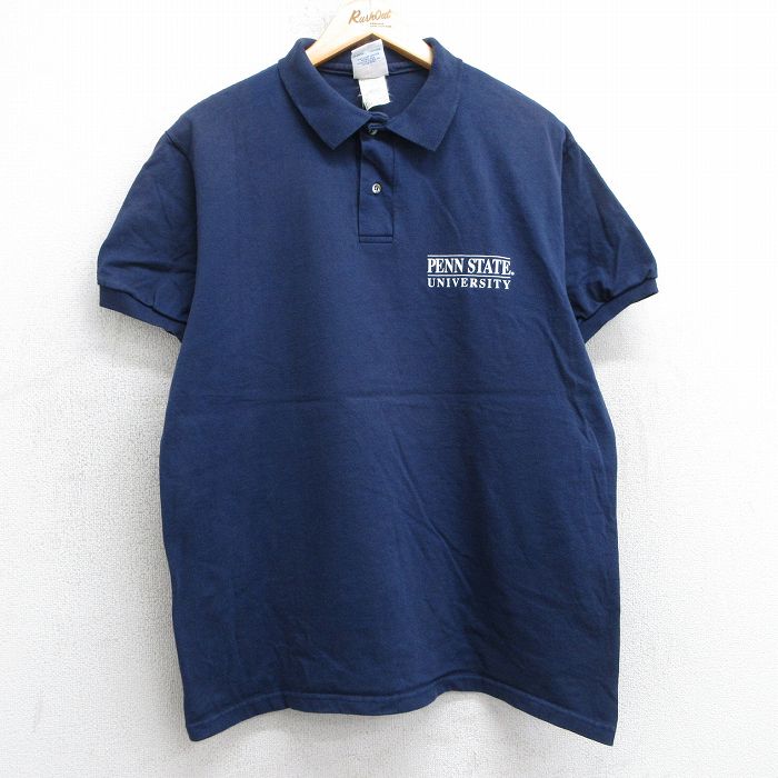 【中古】古着 チャンピオン champion 半袖 ブランド ポロシャツ メンズ 00年代 00s ペンシルベニア 大学 コットン 紺 ネイビー XLサイズ 中古 トップス | 春夏 春物 春服 夏物 夏服 カジュアルシャツ メンズファッション 半袖シャツ おしゃれ カジュアル 5OF