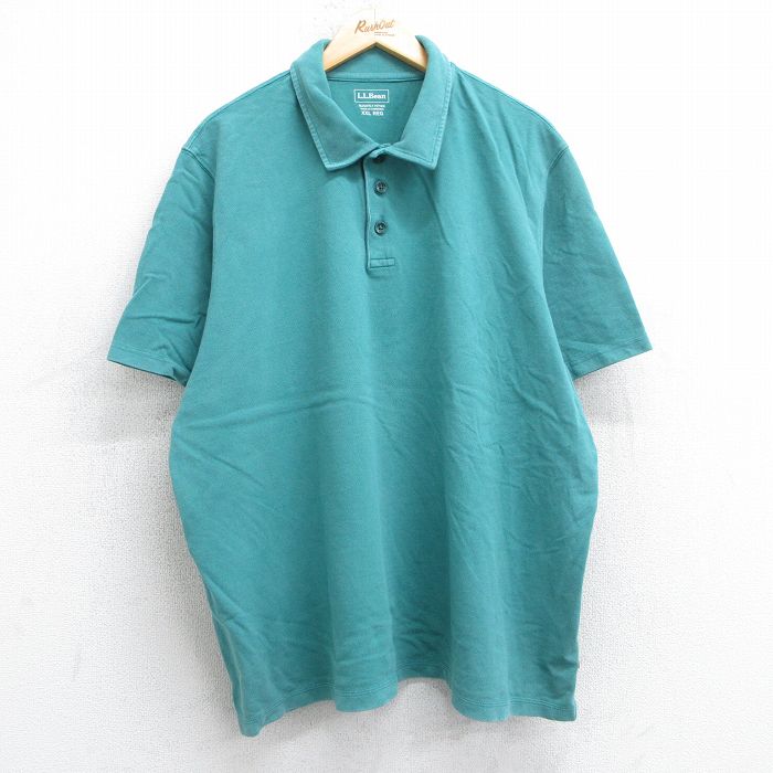 【中古】古着 エルエルビーン LLBEAN 半袖 ブランド ポロシャツ メンズ 鹿の子 大きいサイズ 2L LL ビッグシルエット ゆったり ビッグ..